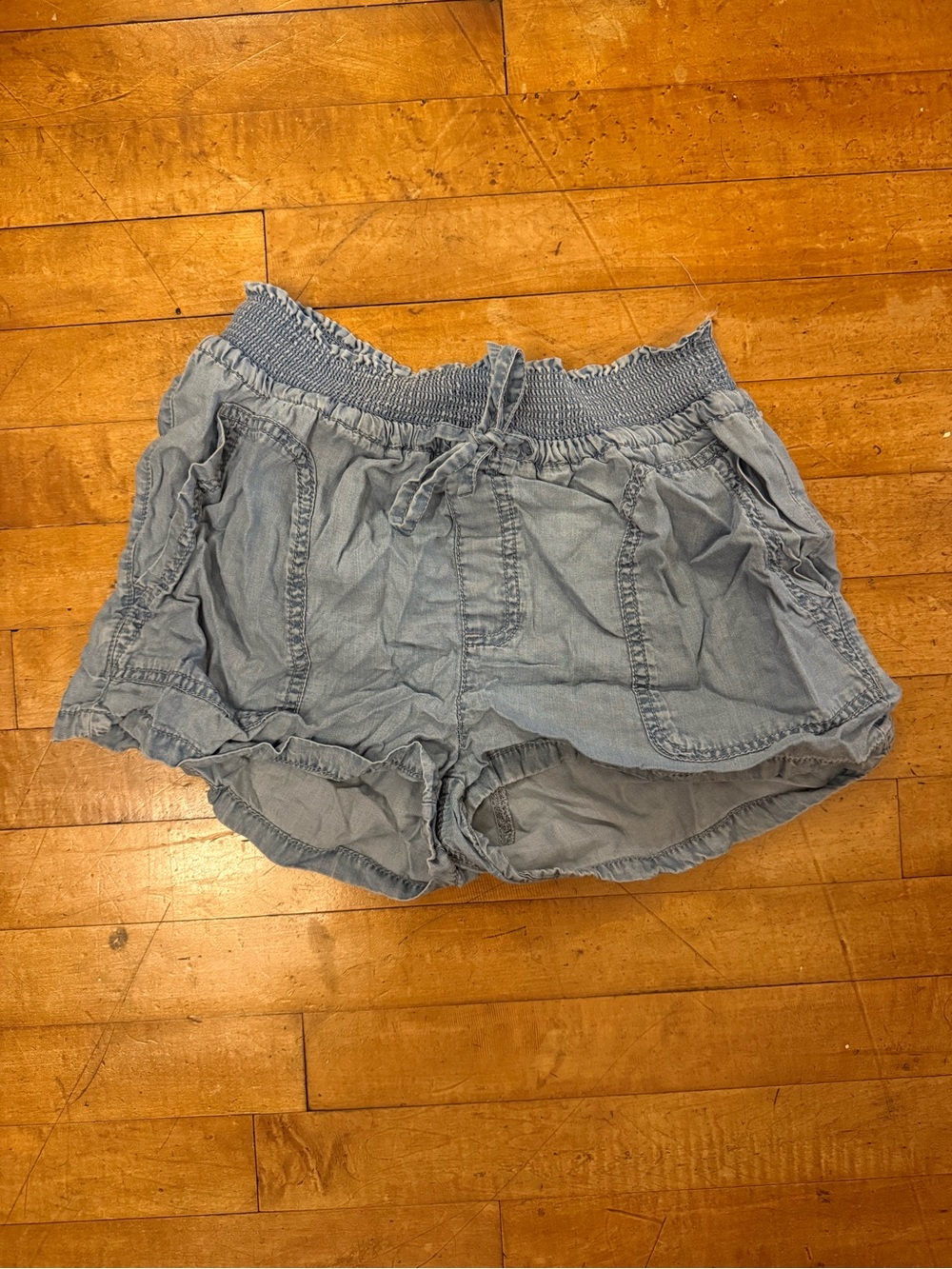 Light Blue Women's Drawstring Elastic Waist Shorts